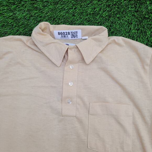 Vintage 90s MOD Preppy Polo Shirt Medium 20x26 Beige USA - Picture 6 of 10